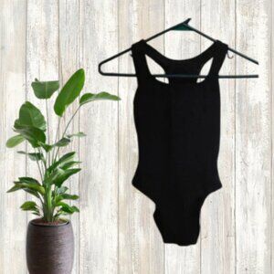 Girl black one piece performance swim swimming bathing suit add-on